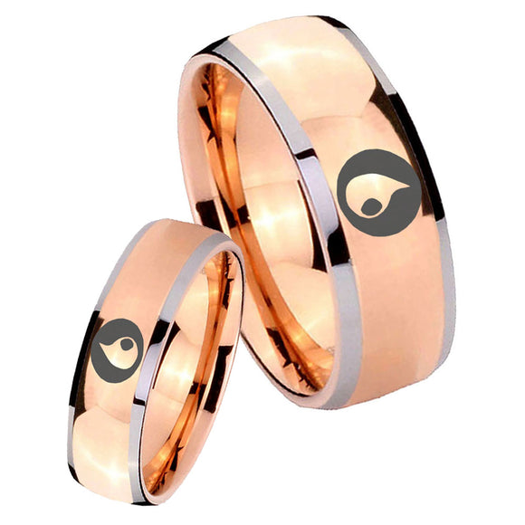 His and Hers Magic Gathering Dome Rose Gold Tungsten Men's Wedding Ring Set