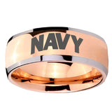 8mm Navy Dome Rose Gold Tungsten Carbide Wedding Engraving Ring