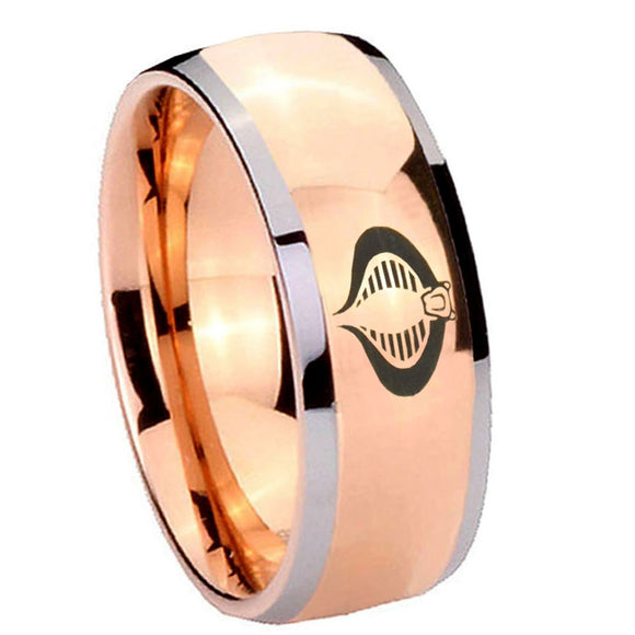 8mm Cobra Dome Rose Gold Tungsten Carbide Wedding Engagement Ring