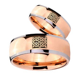 His and Hers Celtic Design Dome Rose Gold Tungsten Mens Engagement Band Set