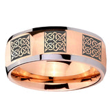 8mm Multiple Celtic Dome Rose Gold Tungsten Carbide Custom Mens Ring