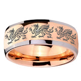 8mm Multiple Dragon Dome Rose Gold Tungsten Carbide Promise Ring