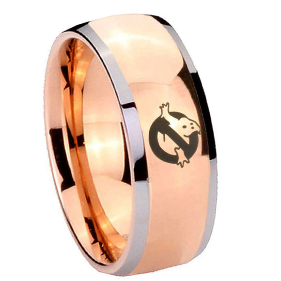 8mm Ghostbusters Dome Rose Gold Tungsten Carbide Promise Ring