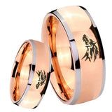 8mm Wolf Dome Rose Gold Tungsten Carbide Men's Promise Rings