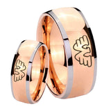 His Hers Waylon Jennings Dome Rose Gold Tungsten Mens Ring Personalized Set