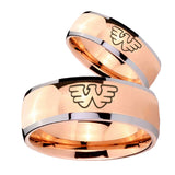 His Hers Waylon Jennings Dome Rose Gold Tungsten Mens Ring Personalized Set