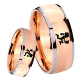 8mm Hatchet Man Dome Rose Gold Tungsten Carbide Men's Bands Ring