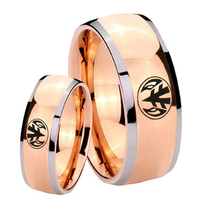 Bride and Groom Love Power Rangers Dome Rose Gold Tungsten Rings for Men Set