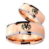 Bride and Groom Love Power Rangers Dome Rose Gold Tungsten Rings for Men Set