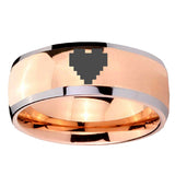 8MM Rose Gold Dome Zelda Heart 2 Tone Tungsten Carbide Laser Engraved Ring