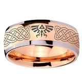 8mm Celtic Zelda Dome Rose Gold Tungsten Carbide Mens Engagement Band