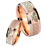 His and Hers Celtic Zelda Dome Rose Gold Tungsten Men's Engagement Ring Set