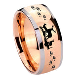 8mm Deer Hunting Dome Rose Gold Tungsten Carbide Custom Mens Ring