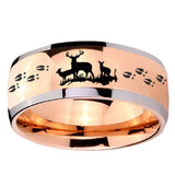 8mm Deer Hunting Dome Rose Gold Tungsten Carbide Custom Mens Ring