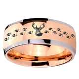 8mm Deer Antler Dome Rose Gold Tungsten Carbide Custom Mens Ring