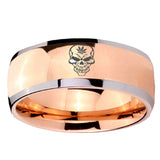 8mm Skull Marijuana Leaf  Dome Rose Gold Tungsten Carbide Men's Engagement Band