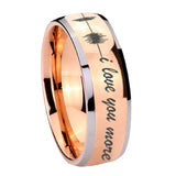 8mm Sound Wave, I love you more Dome Rose Gold Tungsten Mens Ring Personalized