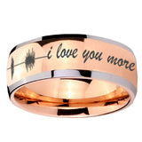 8mm Sound Wave, I love you more Dome Rose Gold Tungsten Mens Ring Personalized