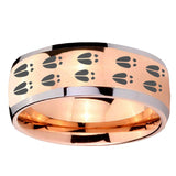 8mm Deer Tracks Dome Rose Gold Tungsten Carbide Men's Wedding Band