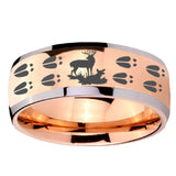 8mm Deer Hunting Tracks Dome Rose Gold Tungsten Carbide Men's Wedding Ring