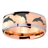 8mm Dolphins Dome Rose Gold Tungsten Carbide Personalized Ring