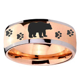 8mm Bear and Paw Dome Rose Gold Tungsten Carbide Rings for Men