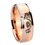 8mm Dragon Dome Rose Gold Tungsten Carbide Wedding Engraving Ring