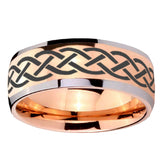 8mm Celtic Knot Dome Rose Gold Tungsten Carbide Custom Mens Ring