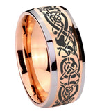 8mm Celtic Knot Dragon Dome Rose Gold Tungsten Carbide Promise Ring