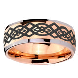 8mm Celtic Knot Dome Rose Gold Tungsten Carbide Wedding Band Mens