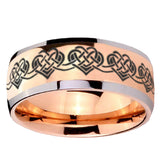 8mm Celtic Knot Heart Dome Rose Gold Tungsten Carbide Custom Mens Ring