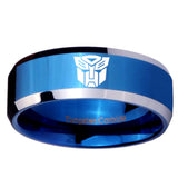 10mm Transformers Autobot Beveled Edges Blue 2 Tone Tungsten Men's Band Ring