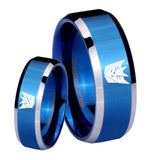 His Hers Decepticon Transformers Beveled Blue 2 Tone Tungsten Engagement Ring Set