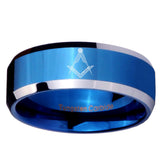 10mm Masonic Beveled Edges Blue 2 Tone Tungsten Carbide Custom Mens Ring