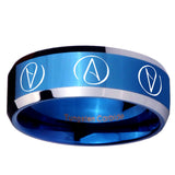 10mm Atheist Design Beveled Edges Blue 2 Tone Tungsten Bands Ring