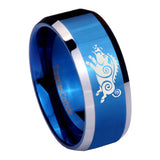 10mm Wild Boar Beveled Edges Blue 2 Tone Tungsten Men's Engagement Ring