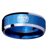 10mm Masonic 32 Degree Freemason Beveled Edges Blue 2 Tone Tungsten Carbide Men's Band Ring