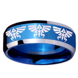 10mm Multiple Zelda Skyward Sword Beveled Blue 2 Tone Tungsten Promise Ring