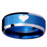 10mm Heart Beveled Edges Blue 2 Tone Tungsten Carbide Custom Ring for Men