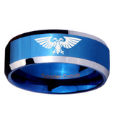 10mm Aquila Beveled Edges Blue 2 Tone Tungsten Carbide Men's Bands Ring