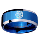 10mm U.S. Army Beveled Edges Blue 2 Tone Tungsten Men's Engagement Ring