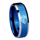 10mm Mario Boo Ghost Beveled Edges Blue 2 Tone Tungsten Custom Mens Ring