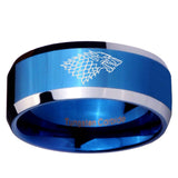 10mm Game Of Thrones House Stark Direwolf Beveled Edges Blue 2 Tone Tungsten Men's Engagement Ring