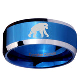 10mm Chimpanzee Beveled Edges Blue 2 Tone Tungsten Men's Engagement Ring