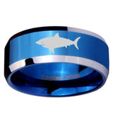 10mm Shark Beveled Edges Blue 2 Tone Tungsten Men's Engagement Ring