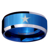 10mm Cowboys Star Beveled Edges Blue 2 Tone Tungsten Men's Engagement Ring