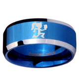 10mm Hatchet Woman Beveled Edges Blue 2 Tone Tungsten Men's Engagement Ring