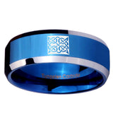 10mm Celtic Design Beveled Edges Blue 2 Tone Tungsten Carbide Men's Band Ring