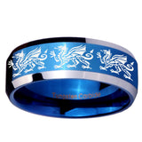 10mm Multiple Dragon Beveled Edges Blue 2 Tone Tungsten Carbide Mens Bands Ring
