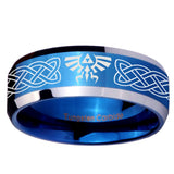 10mm Celtic Zelda Beveled Edges Blue 2 Tone Tungsten Mens Engagement Ring